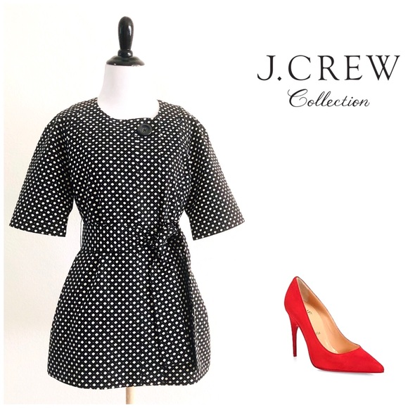 J. Crew Jackets & Blazers - J. Crew Collection Belted Polka Dotted Coat Jacket